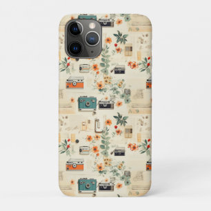 Capa Para iPhone 11 Pro Padrão de Vintage Floral & Camera (6)