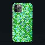 Capa Para iPhone 11 Pro Padrão de Wallpaper Art Deco, Jade Green<br><div class="desc">Padrão geométrico do papel de parede em tons de turquesa,  azul e verde-claro num fundo verde-jade profundo</div>