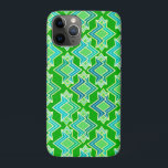Capa Para iPhone 11 Pro Padrão de Wallpaper Art Deco, Jade Green<br><div class="desc">Padrão geométrico do papel de parede em tons de turquesa, azul e verde-claro num fundo verde-jade profundo</div>
