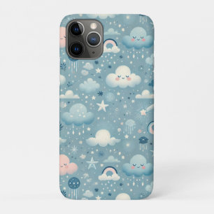 Capa Para iPhone 11 Pro Padrão do Céu Whimsical com Nuvens, Estrelas - Azu