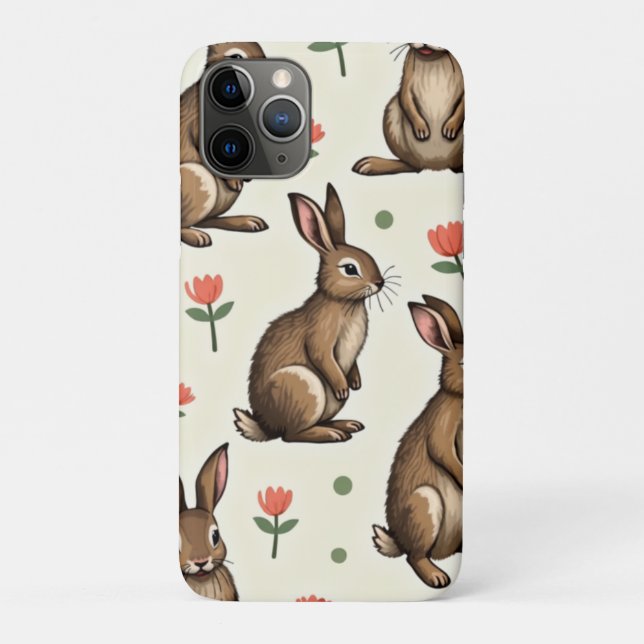 Capa Para iPhone 11 Pro Padrão do coelho da vinheta (Verso)