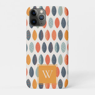 Capa Para iPhone 11 Pro Padrão do Monograma Botânico Folheto Laranja-Cla