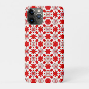 Capa Para iPhone 11 Pro Padrão Festivo dos Flocos de Neve Vermelho e Branc
