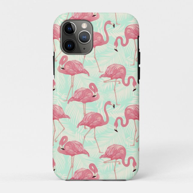 Capa Para iPhone 11 Pro Padrão Flamingo Pink Elegante de Chic (Verso)