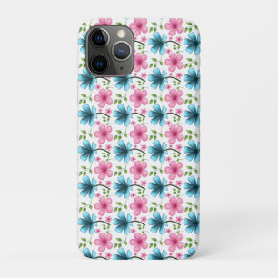 Capa Para iPhone 11 Pro Padrão floral azul e rosa