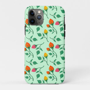 Capa Para iPhone 11 Pro Padrão floral com flores rosa coloridas