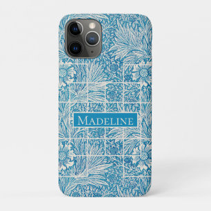 Capa Para iPhone 11 Pro Padrão Floral da Vintagem Ornamental Azul e Branca