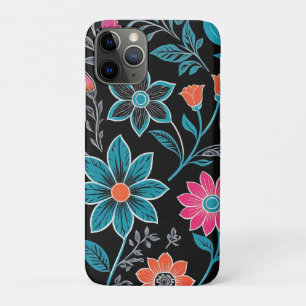 Capa Para iPhone 11 Pro Padrão Floral de Linoprint Colorido