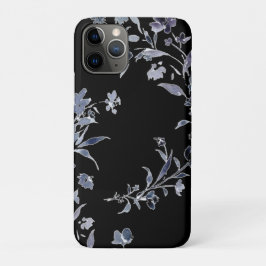 Capa Para iPhone 11 Pro Padrão floral do índigo do marinho de Aquarela