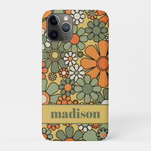 Capa Para iPhone 11 Pro Padrão Floral Retroativo 60s 70s Personalizado