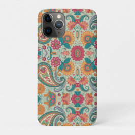 Capa Para iPhone 11 Pro Padrão Floral verde claro Paisley Boho Vibrante