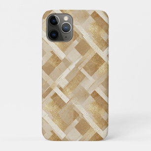 Capa Para iPhone 11 Pro Padrão Geométrico Abstrato Dourado com Metal