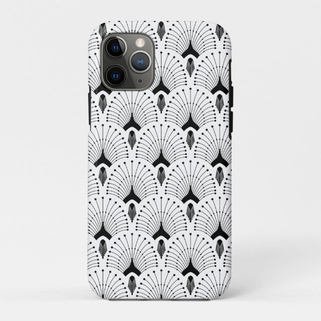 Capa Para iPhone 11 Pro Padrão geométrico de deco artístico a preto e bran (Verso)