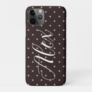 Capa Para iPhone 11 Pro Padrão Gráfico de Bolinhas Boho Marrom Clássico