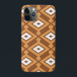 Capa Para iPhone 11 Pro Padrão Ikat - Castanho, ferrugem e creme<br><div class="desc">Padrão tribal clássico,  com textura estriada,  tecida de Ikat - Prurido macio e cremoso padrão branco sobre fundo castanho de chocolate</div>