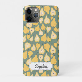 Capa Para iPhone 11 Pro Padrão Invisível de Pear Amarelo Personalizável