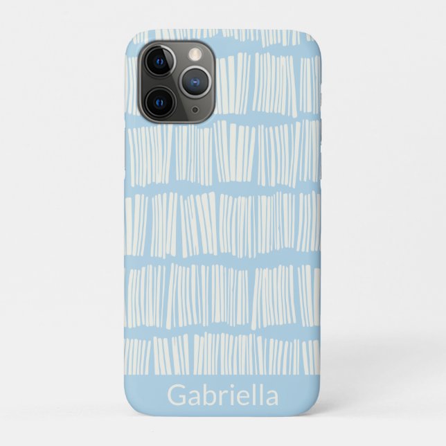 Capa Para iPhone 11 Pro Padrão moderno de linhas Abstrato em azul personal (Verso)