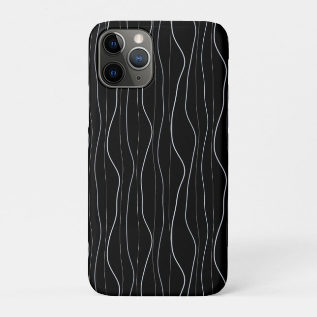 Capa Para iPhone 11 Pro Padrão Moderno de Linhas Onduladas Prateadas (Verso)