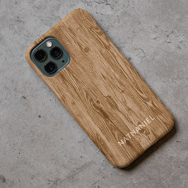 Capa Para iPhone 11 Pro Padrão Personalizado de Textura de Madeira Rústica