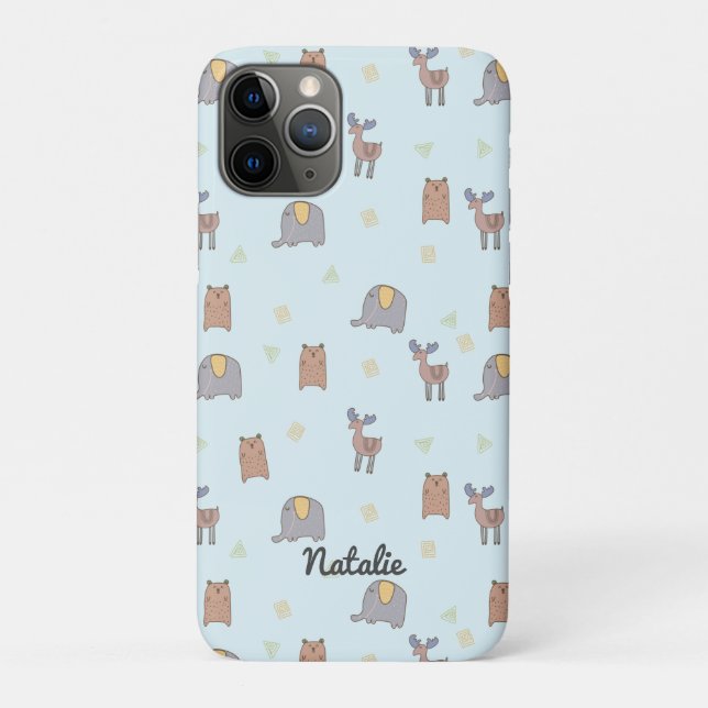 Capa Para iPhone 11 Pro Padrão Personalizável de Animais Escandinavos Cuto (Verso)