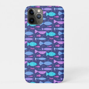 Capa Para iPhone 11 Pro Padrão plano de boho sem costura com peixes de ra