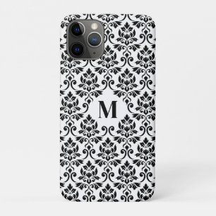 Capa Para iPhone 11 Pro Padrão Preto Feuille Damask (Personalizado)