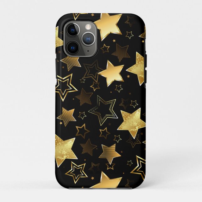Capa Para iPhone 11 Pro Padrão sem costura com estrelas de Ouro (Verso)