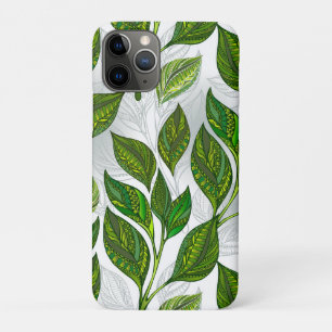 Capa Para iPhone 11 Pro Padrão sem costura com folhas verdes de chá