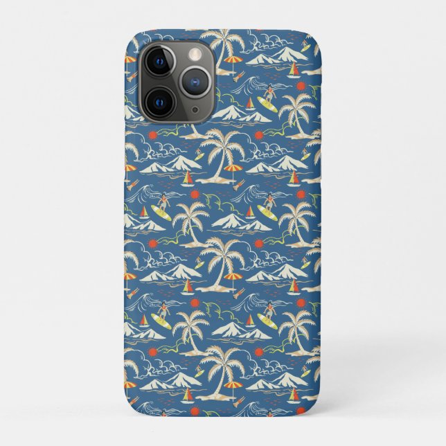 Capa Para iPhone 11 Pro Padrão tropical do Surf retroativo (Verso)