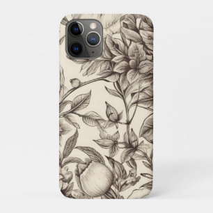 Capa Para iPhone 11 Pro Padrão Vintage Floral Sepia (2)