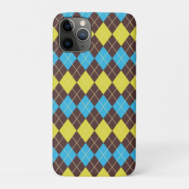 Capa Para iPhone 11 Pro Padrão Xadrez Escocês dos Anos 70 (Verso)