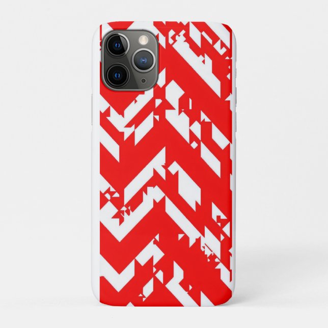Capa Para iPhone 11 Pro Padrões de ziguezague vermelho e branco (Verso)