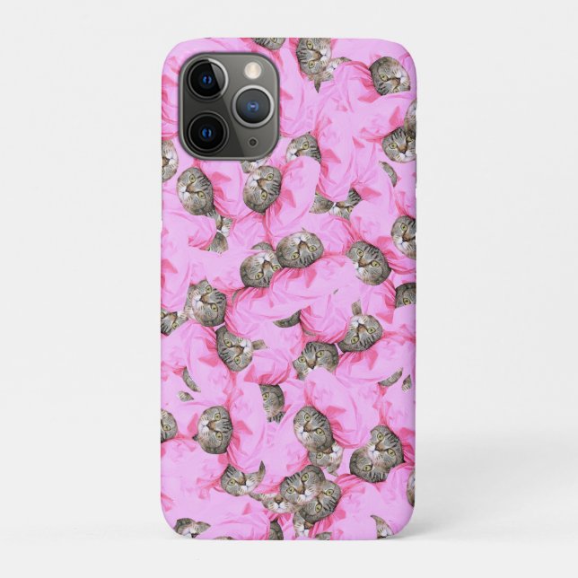 Capa Para iPhone 11 Pro Padrões Rosa De Gatos Engraçados (Verso)