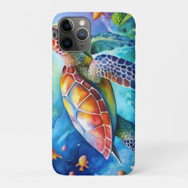 Capa Para iPhone 11 Pro Painted Sea Turtle 