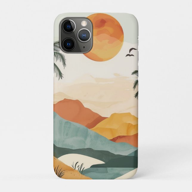 Capa Para iPhone 11 Pro Paisagem Boho Abstrato (16) (Verso)