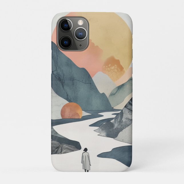Capa Para iPhone 11 Pro Paisagem Boho Abstrato (2) (Verso)