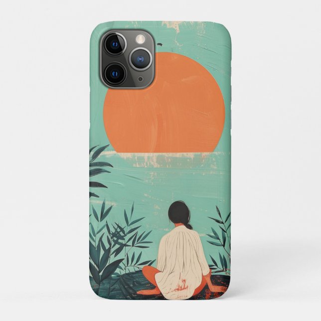 Capa Para iPhone 11 Pro Paisagem Boho Abstrato (22) (Verso)