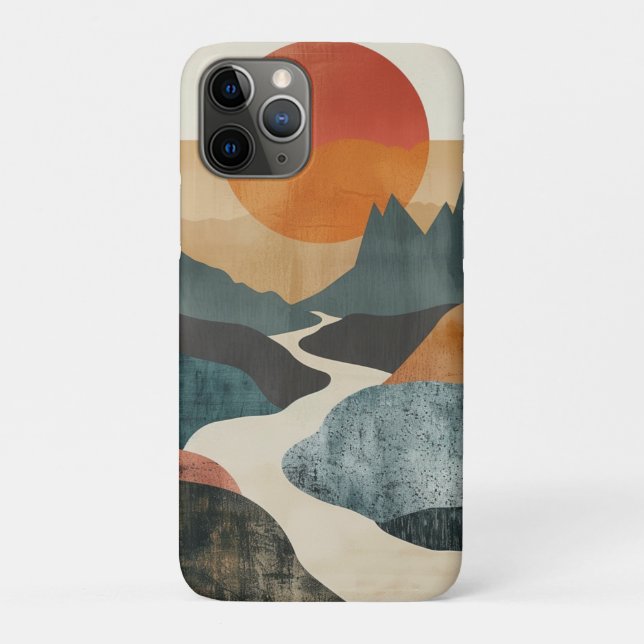 Capa Para iPhone 11 Pro Paisagem Boho Abstrato (5) (Verso)