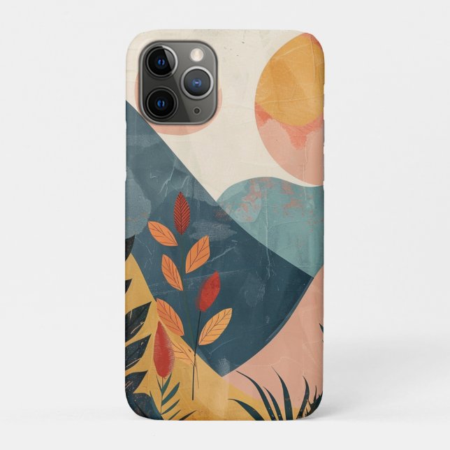Capa Para iPhone 11 Pro Paisagem Boho Abstrato (8) (Verso)