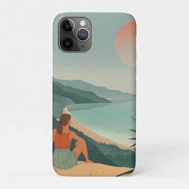 Capa Para iPhone 11 Pro Paisagem Boho Abstrato (9) (Verso)