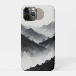 Capa Para iPhone 11 Pro Paisagem de Black and White Mountain