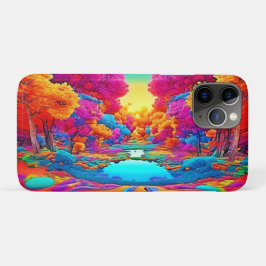 Capa Para iPhone 11 Pro Paisagem de Fantasia Colorida