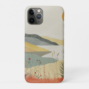 Capa Para iPhone 11 Pro Paisagem de Terracota Salgueiro Sunset Retro junto
