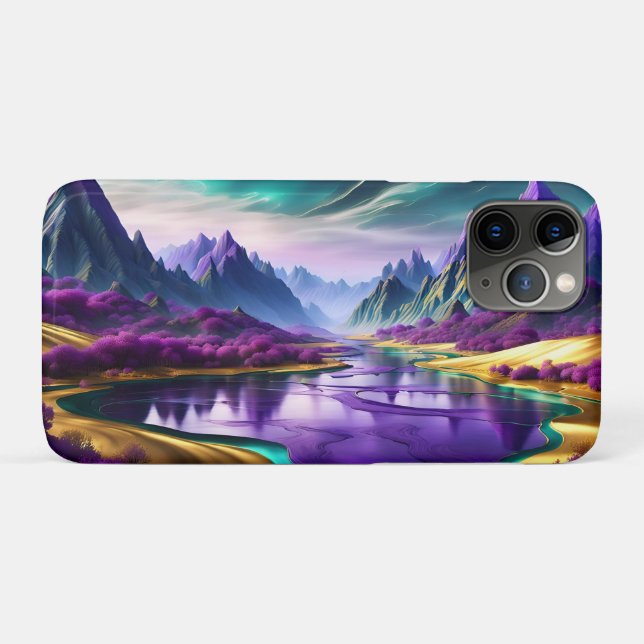 Capa Para iPhone 11 Pro Paisagem Dourada e Roxa Gloriosa (Verso (horizontal))