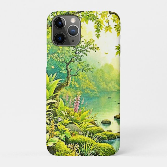 Capa Para iPhone 11 Pro Paisagem Florestal Ensolarada (Verso)