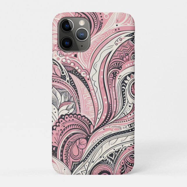 Capa Para iPhone 11 Pro Paisley Rosa, O Home Studio (Verso)