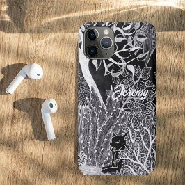 Capa Para iPhone 11 Pro Pantera preta na selva - desenho a lápis