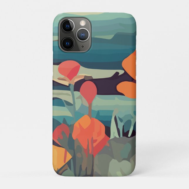 Capa Para iPhone 11 Pro Papagaios e rabos de raposa, campo de Abstrato (Verso)