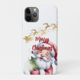Capa Para iPhone 11 Pro Papai Noel Bonito e Divertido & Tipografia