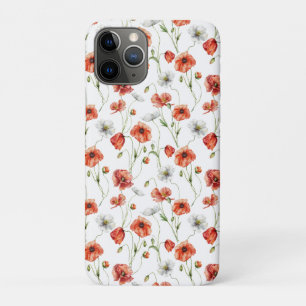 Capa Para iPhone 11 Pro Papoulas de prado e flores silvestres brancas em a